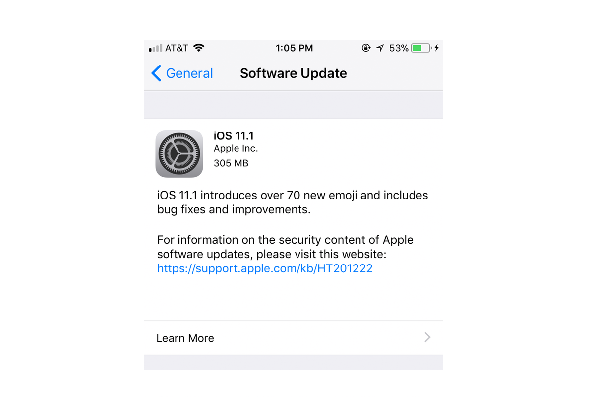 iOS 11.1 changelog